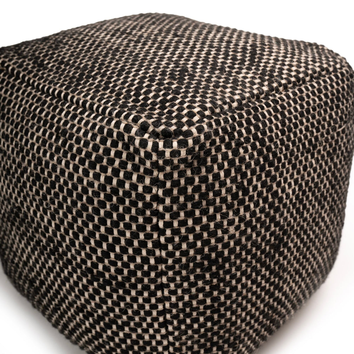 Atcham Woll- & Baumwoll-Ottomanhocker – Schwarz