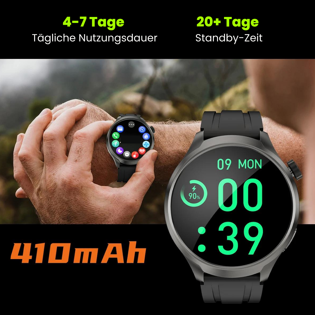 VitalSense Pro X - Gesundheits-Smartwatch mit Lederarmband (2025)