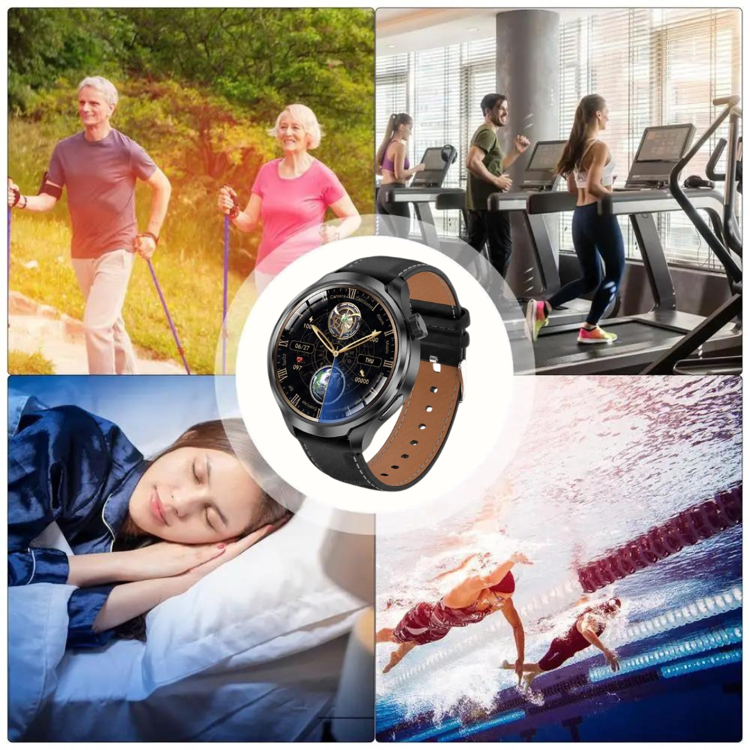 VitalSense Pro X - Gesundheits-Smartwatch mit Lederarmband (2025)