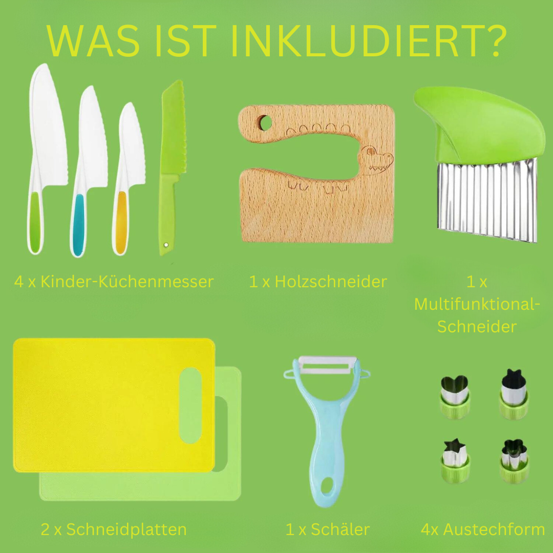 Kindersicheres Bio-Küchenset nach Montessori inkl. 2x GRATIS Kinder-Schneidebrett