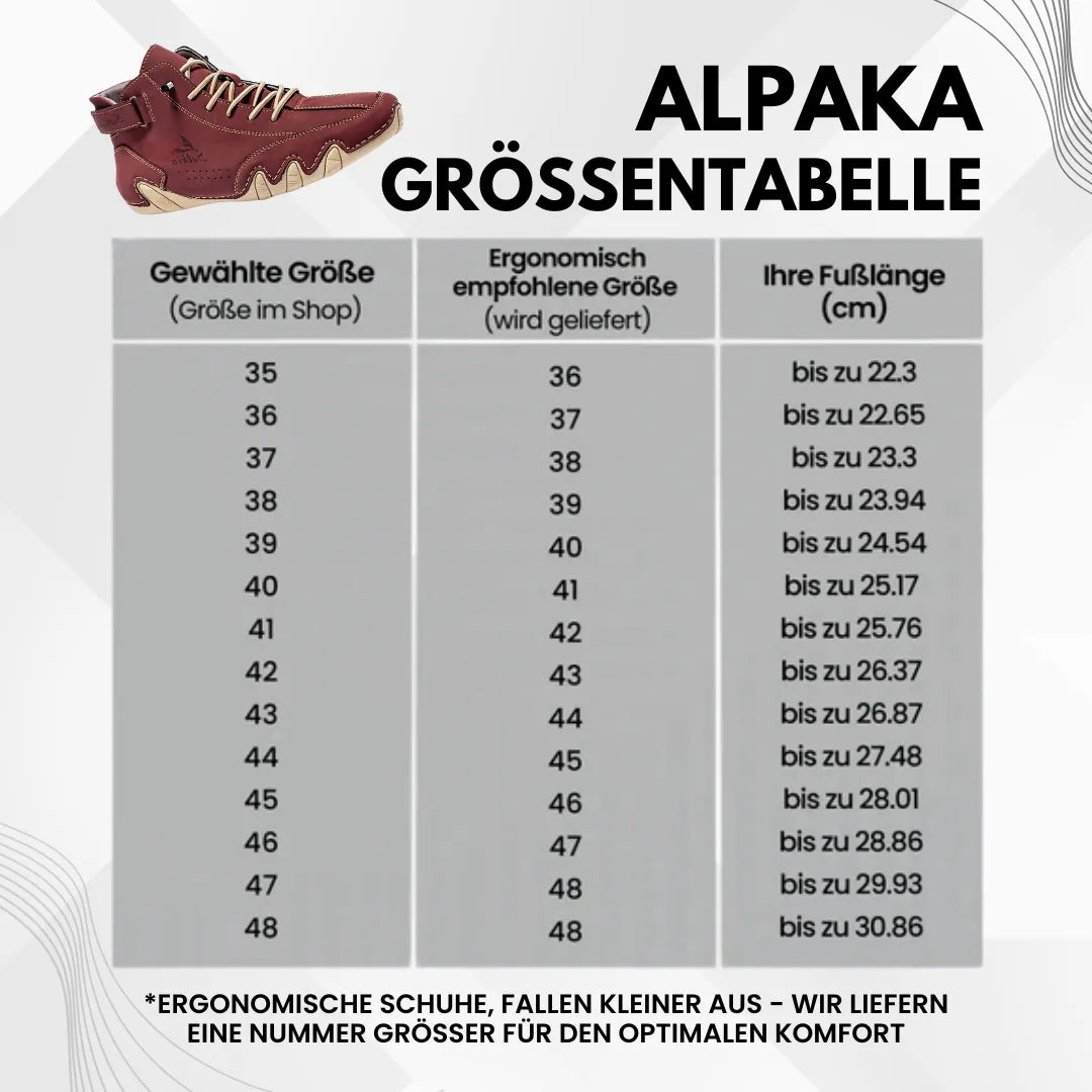 Alpaka - orthopädische, wasserdichte & rutschfeste Leder-Barfußschuhe für Entlastung bei Rückenschmerzen & Gelenkproblemen