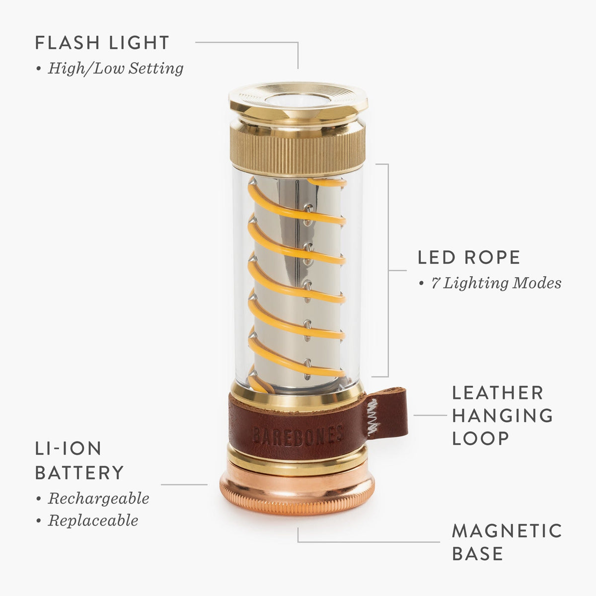 Edison Light Stick – Mehrzweck-Laterne und Taschenlampe mit USB-C-Aufladung und 7 Leuchtmodi