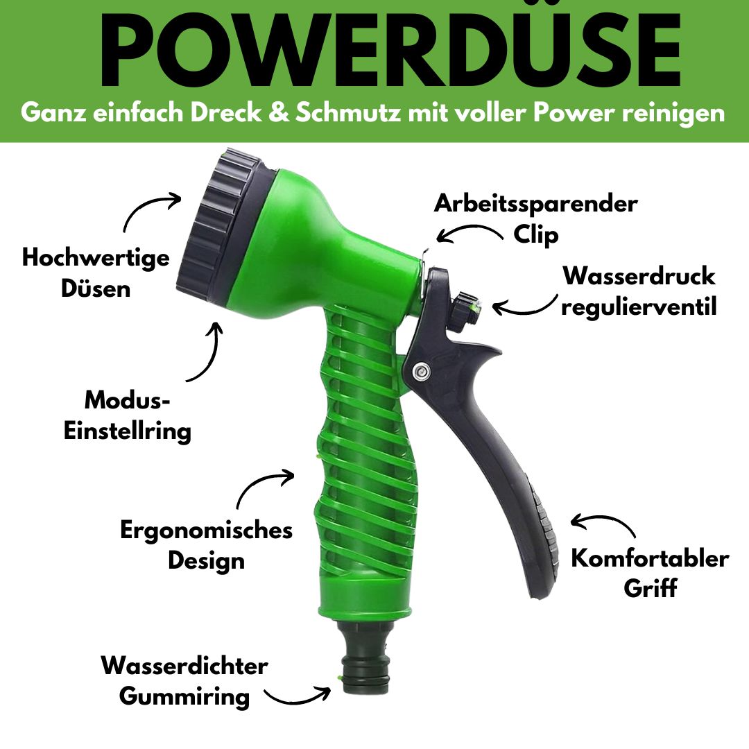 Pflex Set - Flexibler Gartenschlauch inkl. 7 Funktionen Hochdruck Brause