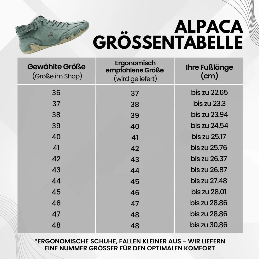 Alpaca - ergonomischer, wasserdichter & schmerzlindernder Leder-Barfußschuh