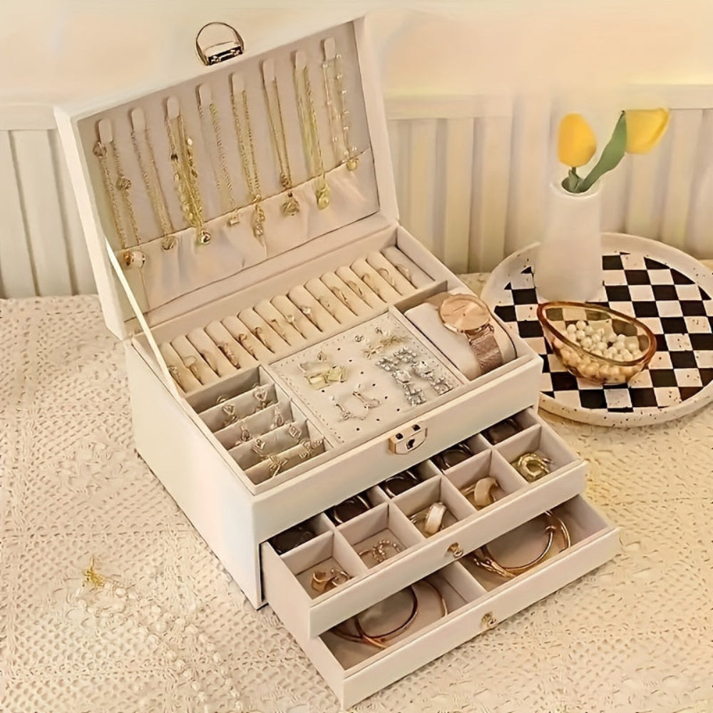 Velvique - Luxus Leder Schmuck Organizer Box