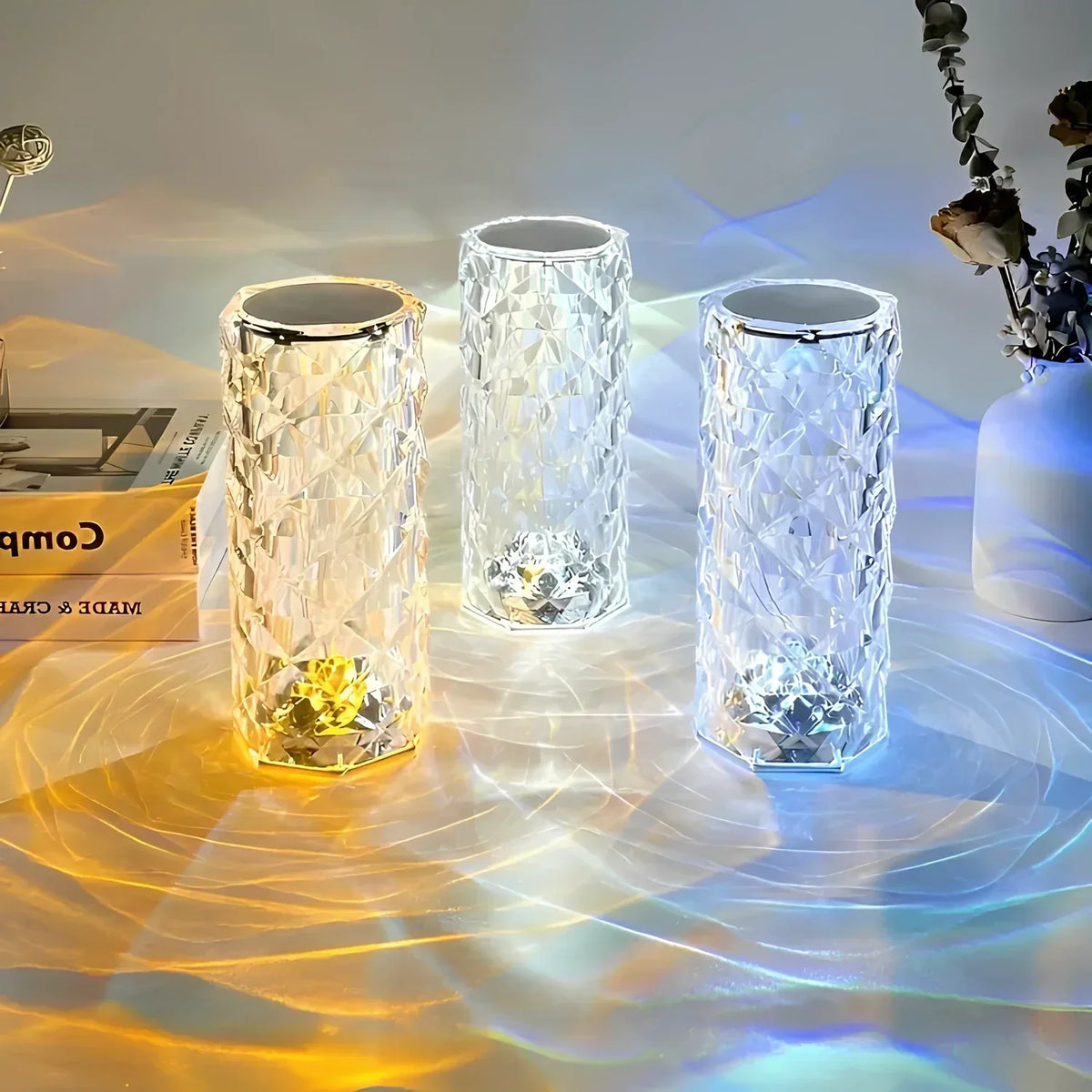 LumiCrystal – Kristall Tischlampe Touch & 16 Farben mit Fernbedienung